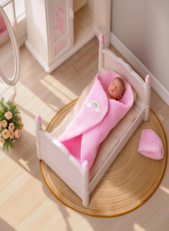 BABESIDE Mini Silicone Baby Dolls, 3 Inch Realistic Newborn Baby Dolls Full Silicone Sleeping Little Mini Real Life Baby Girl Miniature Baby with Playset Accessories(Pink) - Image 4